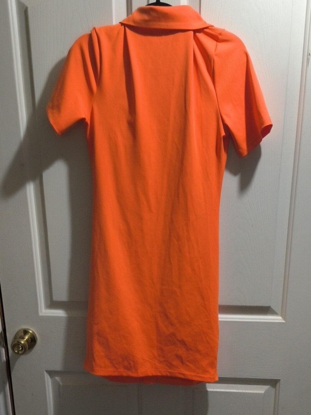Bright Orange Ruched Button-Front Dress - Picture 4 of 4